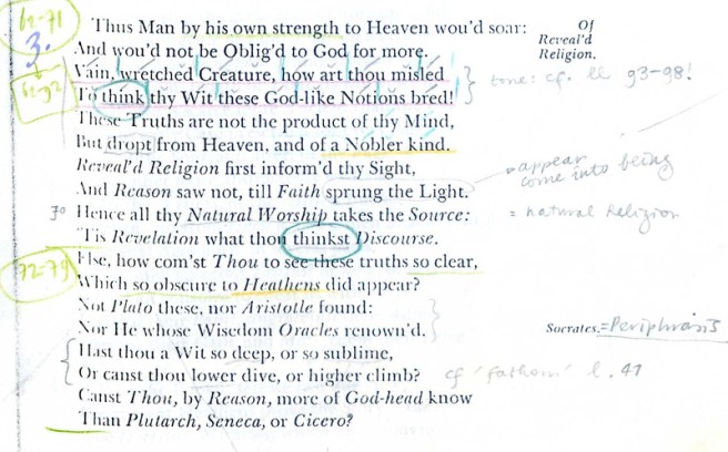 Religio Laici sample page notes by GG