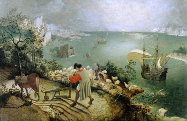 De val van Icarus naar Pieter Bruegel de Oude